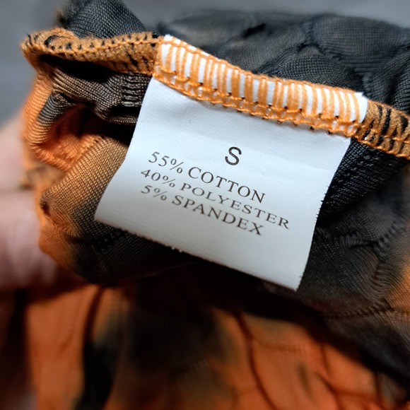 Buzz Small Orange Black Waffle fabric scoop neck bodysuit - Picture 6 of 7